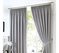 Fusion - Dijon - Cover, Silver, Curtains: 46" Width x 90" Drop (117 x 229cm)