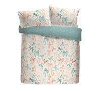 Fusion Evelyn, set copripiumino, 52% poliestere riciclato, 48% cotone, super king size 260 x 220 cm, multicolore, dipinto a mano, motivo con fiocchi ad acquerello, reversibile, 56 fili