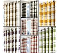 Fusion Federa Balmoral Check, Cotone, Ochre, Curtains: 90" Width x 72" Drop (229 x 183cm)