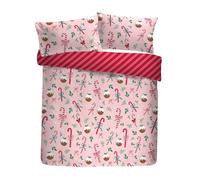 Fusion Festive Fancy Christmas - Set copripiumino per letto king size, 230 x 220 cm, 52% poliestere riciclato, 48% cotone, motivo bastoncini di zucchero, 56TC
