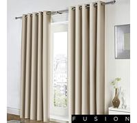 Fusion Freya - Coppia di tende con occhielli, 100% cotone, 117 x 137 cm, colore: Naturale, Naturale, Curtains: 46" Width x 54" Drop (117 x 137cm)