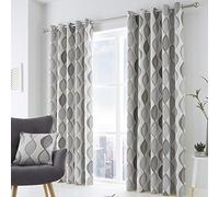 Fusion Lennox - Tende foderate con occhielli, 100% cotone, 168 x 183 cm, colore: Grigio/Grigio