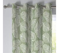 Fusion - Matteo - Coppia di tende con occhielli, 100% cotone, 229 x 183 cm, colore: Verde