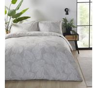 Fusion Matteo Natural Leaf - Set copripiumino super king size (1 copripiumino super king e 2 federe), 260 x 220 cm, design reversibile, in policotone, beige/bianco, set di biancheria da letto super