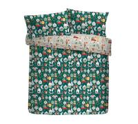 Fusion Set copripiumino con ornamenti natalizi, king size 230 x 220 cm, verde, 52% poliestere riciclato, 48% cotone, stampa festiva reversibile