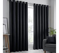 Fusion Strata Collection - Tende con occhielli, 168 x 137 cm, 2 pannelli, termiche e isolanti, in cotone, per finestre, camera da letto, soggiorno e porte, colore: nero