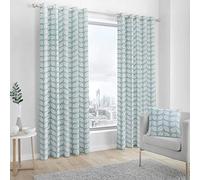 Fusion Strata Delft-Coppia di Tende con Occhiello in 100% Cotone, Fodera: 52% Poliestere, 48%, Verdeazzurro Chiaro, 117 cm Larghezza x 137 cm Lunghezza