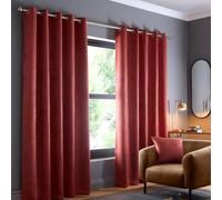 Fusion - Tende in terracotta 117 x 183 cm (larghezza x lunghezza) - 2 pannelli - occhielli in rosso arancione - termiche per camera da letto/soggiorno - porta - collezione Strata