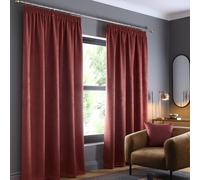 Fusion Tende in terracotta, plissettate a matita, 100% cotone, 168 x 137 cm, 2 pannelli, termiche e insonorizzate, per camera da letto, arancione sangue