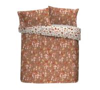 Fusion Woodland Dreams - Set copripiumino, 52% poliestere riciclato e 48% cotone, super king size 260 x 220 cm, motivo floreale, reversibile, colore: arancione