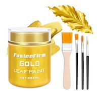 FusionFirm Pittura Acrilica Oro Metallizzato, 280 ml, Atossica e Resistente alla Luce, Per Fai da Te, Tela, Legno, Tessuto, Ceramica, Pietra, Con 1 Pennello Inclusi