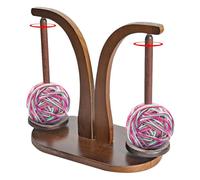 Fuso per Filato Magnetico - Doppio Supporto per Gomitolo | Porta-Gomitolo | Supporto a Doppio ASSE per Maglia Uncinetto, Design a Spindolo Rotante, Costruzione in Legno Massello, 28.7x15.8x27.5cm