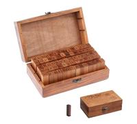 FUSONGQINTANG 70 Pezzi Timbri Alfabeto Gomma di Legno Lettere Francobolli Ambientale Simboli Timbri con Scatola Legno Vintage per Creare Cartoline