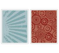 Fustella 2 Pezzi 2 Fustelle Raggi solari Cerchi concentrici Set Cartella Embossing folders 656647 per goffratura Big Shot Sizzix per Carta,cartoncino,Lamina Metallica Ellison Textured Impression