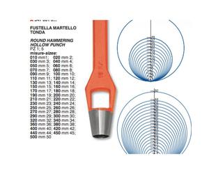FUSTELLA A MARTELLO ROTONDA PER FORI DI PRECISIONE SU CUOIO E PELLE VARIE MISURE