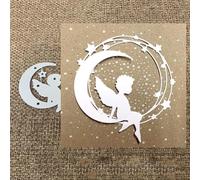 Fustella in metallo, motivo: angelo sulla luna, per scrapbooking, hobby creativi, goffratura, biglietti di carta, stencil argentati, fustelle per scrapbooking