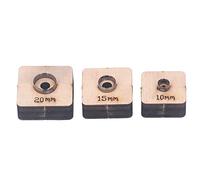 Fustelle circolari da 3 pezzi con pannello in legno di betulla per pelle e tessuto, stampi per punzonatura di metalli in acciaio legato, dimensioni 10mm, 15mm e 20mm per il fai da