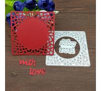 Fustelle da taglio, 7,6 x 7,6 cm, lettere dei desideri con amore, quadrate, in metallo, per album di ritagli, biglietti d'invito, decorazioni per feste, stencil per goffratura, lavori di carta