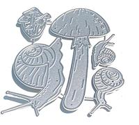 Fustelle da taglio a forma di lumache e funghi per la creazione di biglietti, fustelle per ritagli, album di foto fai da te, goffratura decorativa, per la creazione di biglietti, modellato+spilla