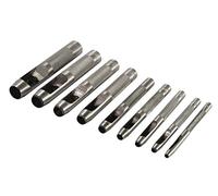FUSTELLE IN ACCIAIO SET 9 PZ PER CUOIO LAMIERE STOFFA PLASTICA LEGNO PUNZONI