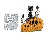 Fustelle in metallo a forma di gatto e uccello, per Halloween, zucca, gatto, stencil fai da te, scrapbooking, album di ritagli, goffratura, biglietti di carta