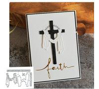 Fustelle in metallo con crocifissione pasquale a forma di croce, a forma di sciarpa, stencil per fai da te, scrapbooking, decorazioni in rilievo su carta, scrapbooking, creazione di biglietti