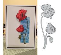 Fustelle in metallo con foglie di papavero e fiori primaverili, stencil per fai da te per album di ritagli, decorazioni per goffratura e goffratura, per realizzare biglietti