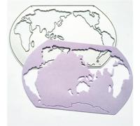 Fustelle in metallo con mappa del mondo, 9 x 5,6 cm, stencil per scrapbooking, album fotografici, stencil in rilievo, forniture artigianali