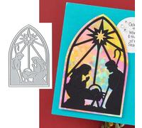 Fustelle in metallo con scritta "Merry Christmas Morn Presepe", stencil per fai da te, scrapbooking, goffratura, carta, scrapbooking, creazione di biglietti