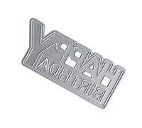 Fustelle in metallo Happy Birthday Die Cut Modelli Stampi Stencil per goffratura Stencil Per Album Scrapbooking Decorazione Carta Fustelle in Acciaio al Carbonio Fustelle Buon Compleanno Die Cuts