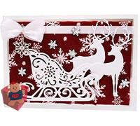 Fustelle natalizie a forma di cervo per la creazione di biglietti, stencil per fai da te, scrapbooking, album fotografici, decorazioni in rilievo, per realizzare biglietti + spilla carina