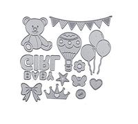 Fustelle per scrapbooking, stampi fai da te per orso, palloncino, matrici per taglio fai da te, scrapbooking, biglietti di carta, decorazioni per stencil - argento