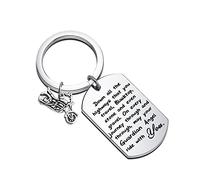 FUSTMW Portachiavi da motociclista regalo per moto Ride Safe Keychain May Your Custode Angel Ride with You nuovo regalo per il motociclista, Argento, Large