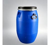 Fusto Alimentare in Plastica con Coperchio e Fascia Metallica, Bidone HDPE Rinforzato per Acqua e Fermentazione, Barile Ermetico a Bocca Larga(50l)