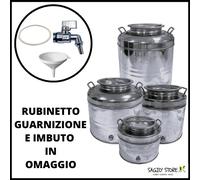 FUSTO BIDONE CONTENITORE OLIO IN ACCIAIO INOX CON RUBINETTO 15 20 30 50 LITRI