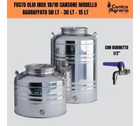 Fusto bidone contenitore Sansone per alimenti olio vuoto in acciaio inox 15 lt