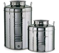 Fusto Bidone Fustino Olio Graffato 30 Lt Acciaio 18/10 Predisposizione Rubinetto