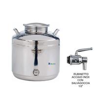 FUSTO BIDONE OLIO SANSONE SALDATO EUROPA 15 Lt. CON RUBINETTO INOX SALVAGOCCE
