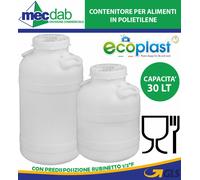 Fusto Contenitore Per Alimenti 30LT Polietilene Predisposizione Rubinetto 1/2" F