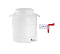 FUSTO CONTENITORE PLASTICA ALIMENTARE 30 LT. BOCCA LARGA CON RUBINETTO DA 3/4"