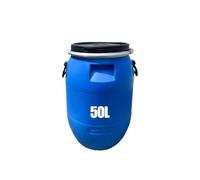 Fusto in plastica Blu Resistente da 50 Litri con Coperchio - Contenitore Industriale per Il Trasporto e Lo stoccaggio dell'Acqua, Ideale per l'agricoltura e Le aziende agricole a Cielo apert