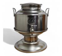 Fusto inox 5 litri per olio saldato acciaio con maniglie rubinetto salvagoccia e base in acciaio inox