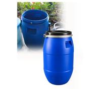 Fusto plastica con coperchio, anello metallo, bocca larga per acqua