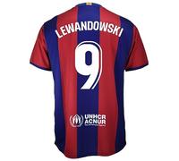 Futbol Club Barcelona Maglia Prima squadra 2023/2024 - Lewandowski 9 - Replica Ufficiale con Licience Adulto, Barcellona, L