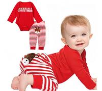 FUTERLY Il Mio Primo Natale Neonato Vestito Natale Neonato My First Christmas Completo Natales Neonata Costume Natalizio Neonata Tutina Neonati Natales Body + Pantaloni 6-9 Mesi