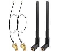 Futheda 2 Pezzi Antenna WiFi Bi-Banda 2.4GHz 5GHz 5.8GHz 8dBi MIMO RP-SMA Maschio Omnidirezionale＋Cavo da U.FL IPX MHF4 a RP-SMA femmina 20cm per Scheda di Rete Wireless Intel M.2 NGFF Router WiFi