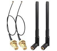 Futheda 2 Pezzi Antenna WiFi Bi-Banda 2.4GHz 5GHz 5.8GHz 8dBi MIMO RP-SMA Maschio Omnidirezionale＋Cavo da U.FL IPX MHF4 a RP-SMA femmina 15cm per Scheda di Rete Wireless Intel M.2 NGFF Router WiFi
