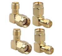 Futheda 4PCS RP-SMA maschio a RP-SMA femmina Connettore ad angolo retto a polarità inversa 90 gradi Adattatore coassiale RF compatibile con antenna 4G LTE Video Radio Ricetrasmettitore