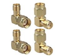 Futheda 4PCS SMA Female to RP-SMA Male Right Angle Antenna Connector Compatible with 4G LTE Cellular Trail Camera Wi-Fi Router FPV Drone Controller PCIE Network Card Adapter Security Camera RF Coax