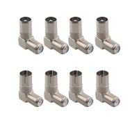 Futheda 8PCS F Type Female to PAL Connectors Socket Right Angle to TV Male and Female Coax Plug Satellite Antenna RF Coaxial Adapters for wall mounted Plasma LCD Flat Screen TV installations